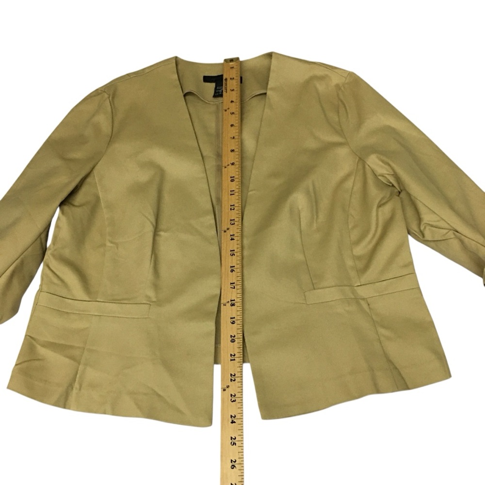 Ashley Stewart Tan Open Ruched Sleeve Cropped Jacket - Women’s 14 NWOT - Picture 4 of 13